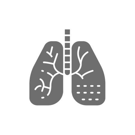 Lung disease gray icon. Isolated on white backgroundのイラスト素材