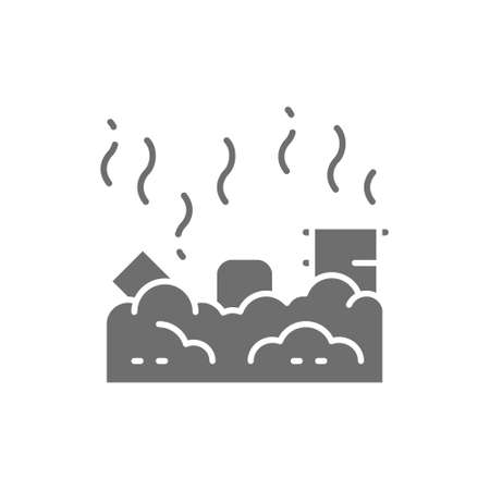 Vector waste landfill, air pollution gray icon.のイラスト素材