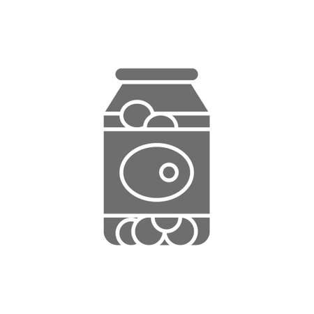 Canned olives in glass jar grey icon.のイラスト素材