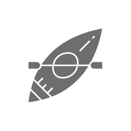Vector canoe, rafting boat, kayaking grey icon.のイラスト素材