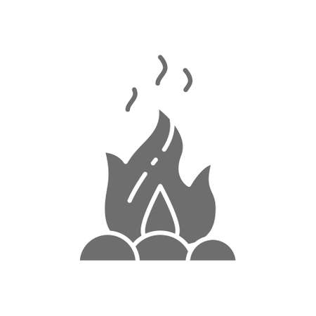Campfire, fire, bonfire grey icon. Isolated on white backgroundのイラスト素材