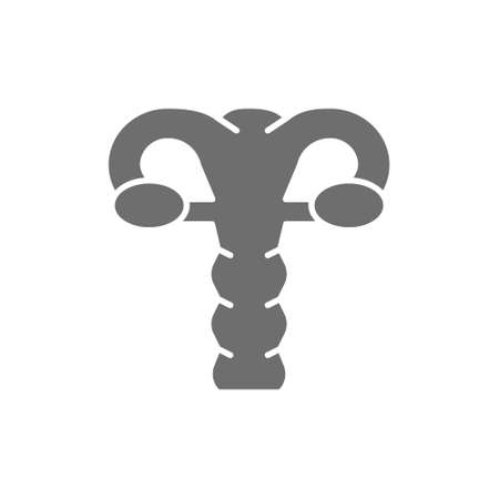 Uterus, cervix, ovaries, vagina, human organ grey icon.のイラスト素材