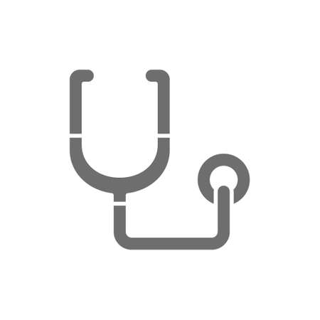 Stethoscope, medical equipment grey icon. Isolated on white backgroundのイラスト素材