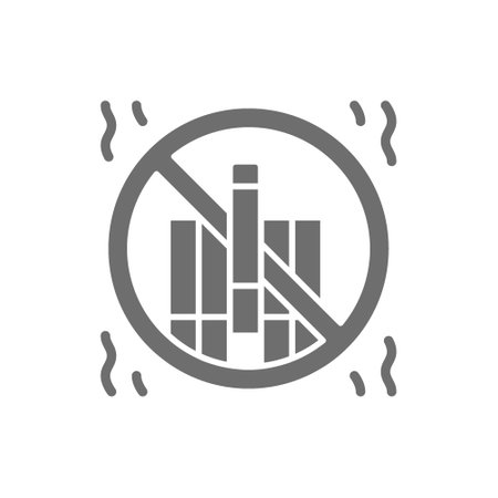 Forbidden sign with cigarettes, no smoking grey icon.のイラスト素材