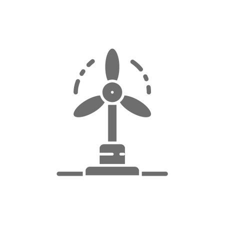 Wind turbines, wind power station, renewable energy grey icon.のイラスト素材