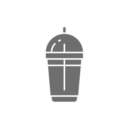 Disposable cup with milkshake, takeaway grey icon.のイラスト素材