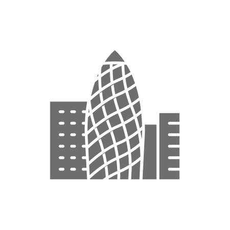 London Egg, 30 St Mary Axe skyscraper, city landscape grey icon.のイラスト素材