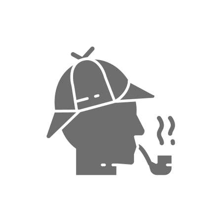 Detective,detective  with smoking pipe grey icon.のイラスト素材
