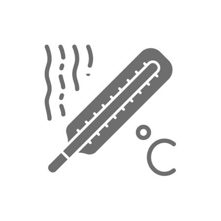 Thermometer, high temperature, fever grey icon. Isolated on white backgroundのイラスト素材