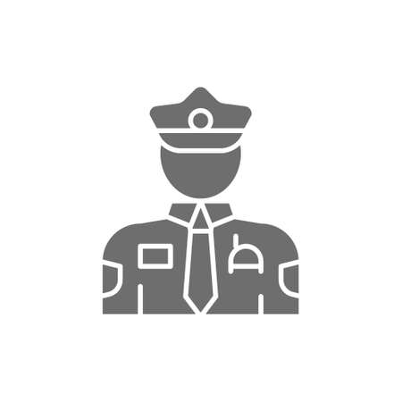 Cop, police, officer grey icon. Isolated on white backgroundのイラスト素材