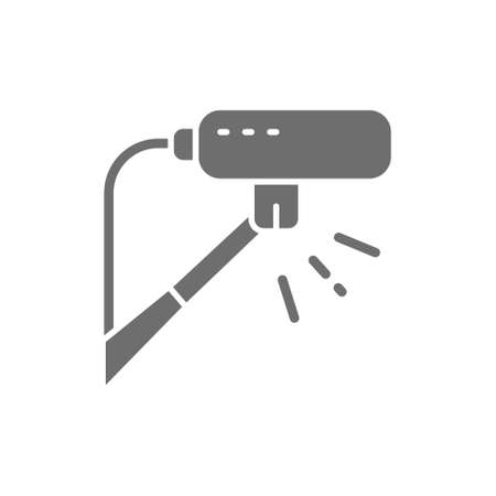Cinema microphone, professional mic grey icon. Isolated on white backgroundのイラスト素材