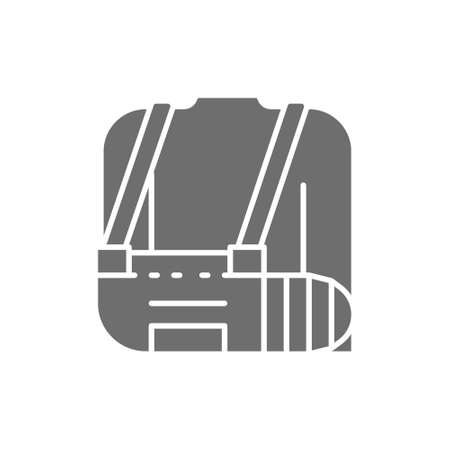 Broken arm, bandage, injured man grey icon.のイラスト素材