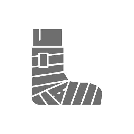 Leg fracture, plaster, elastic bandage grey icon.のイラスト素材