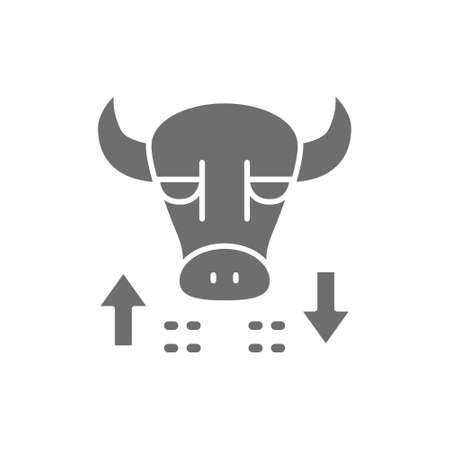 Bull, stock market, finance trade grey icon.のイラスト素材