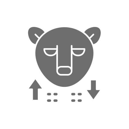 Bear, stock market, finance trade grey icon.のイラスト素材