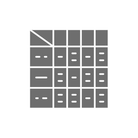 Table of medical drugs, food nutrients, daily ingredient amount grey icon.のイラスト素材