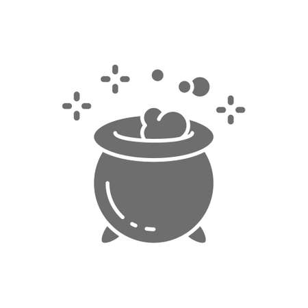 Magic potion pot for witches, halloween cauldron grey icon.のイラスト素材