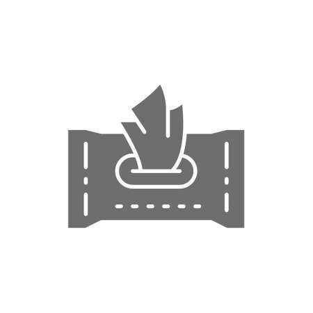 Paper wet wipes grey icon. Isolated on white backgroundのイラスト素材