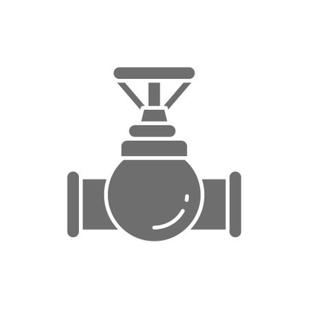 Vector valve, tap, pipe connector grey icon.のイラスト素材