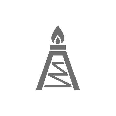 Oil rig, fuel platform, pumping station grey icon.のイラスト素材