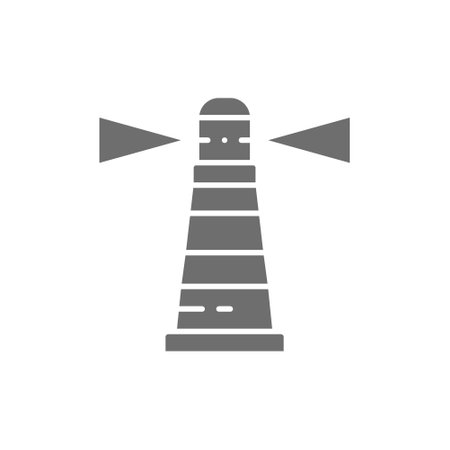 Lighthouse, beacon, warning sign, navigation, seamark grey icon.のイラスト素材