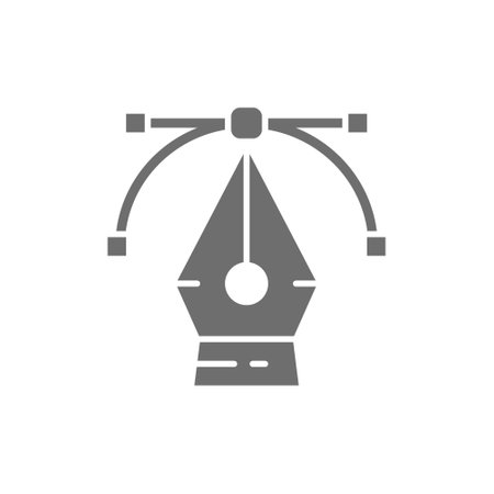 Pen tool, computer graphic, curve control point, drawing, art grey icon.のイラスト素材