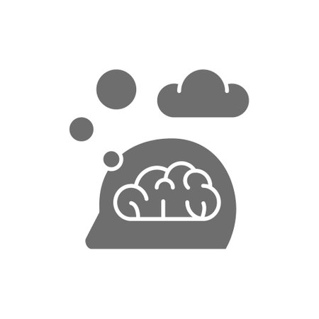 Think, thought, idea, mind, dream cloud, dialog grey icon.のイラスト素材