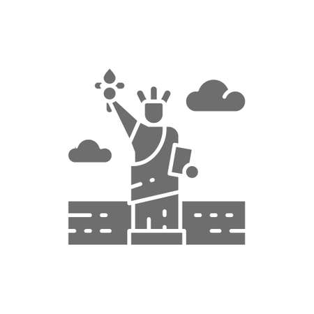 Statue of Liberty, USA, landmark grey icon.のイラスト素材
