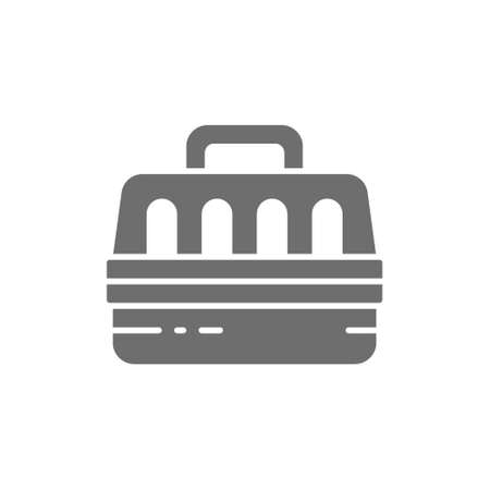 Vector pet carriage, animal bag grey icon.のイラスト素材