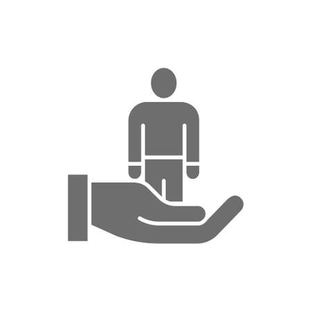 Choosing employee for job, chosen man, recruiting agency grey icon.のイラスト素材