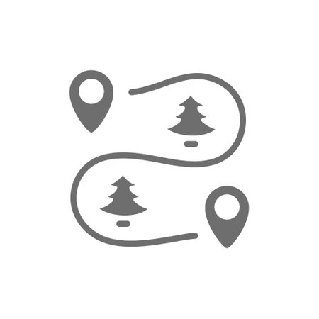 Road map scheme with location marks grey icon.のイラスト素材