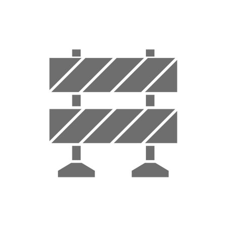 Railroad barrier, roadblock grey icon. Isolated on white backgroundのイラスト素材