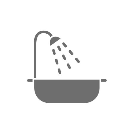 Bath, bathroom, bathtub, shower grey icon. Isolated on white backgroundのイラスト素材