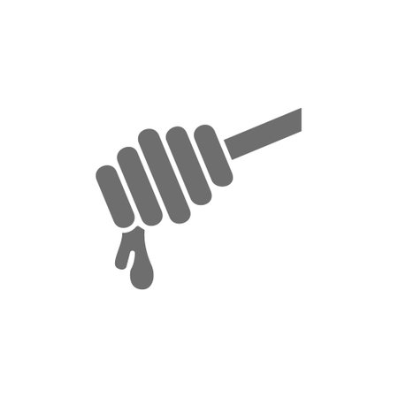 Spoon for honey, dipper grey icon. Isolated on white backgroundのイラスト素材