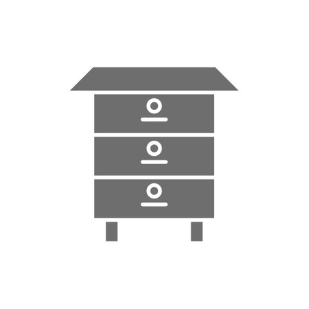 Wood bee hive, honey beehive grey icon.のイラスト素材