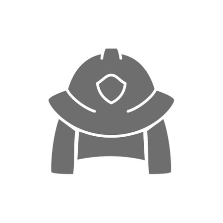 Fireman helmet grey icon. Isolated on white backgroundのイラスト素材
