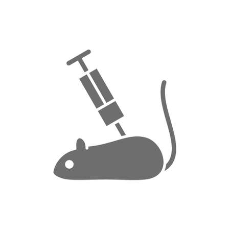 Experimental mouse, rat with syringe grey icon.のイラスト素材