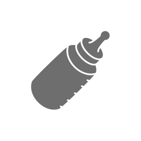 Baby bottle grey icon. Isolated on white backgroundのイラスト素材