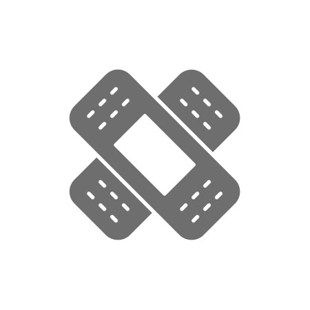 Adhesive plaster grey icon. Isolated on white backgroundのイラスト素材