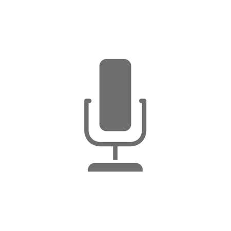 Microphone grey icon. Isolated on white backgroundのイラスト素材