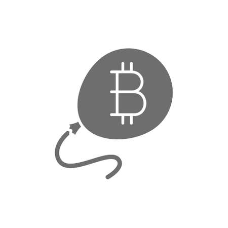 Bitcoin balloon, blockchain, cryptocurrency grey icon on white backgroundのイラスト素材