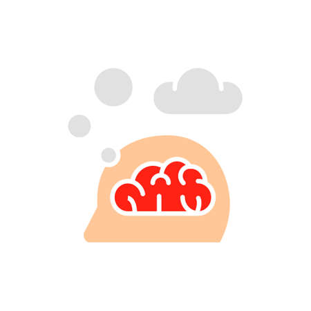 Vector think, thought, idea, mind, dream cloud, dialog white line icon.のイラスト素材