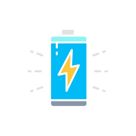 Vector battery, accumulator charging white line icon.のイラスト素材
