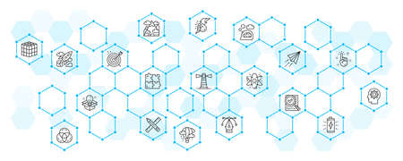 Creative line infographic template. Innovation, startup, artwork, project, idea illustration for web design layout, business banner.のイラスト素材