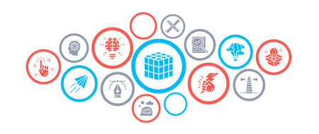 Creative business icons illustration concept. Innovation, startup, artwork, project, idea banner design for website and mobile app.のイラスト素材