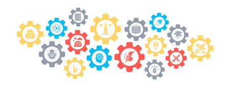 Creative vector banner design concept. Innovation, startup, artwork, project, idea flat style illustration with thin line icons.のイラスト素材