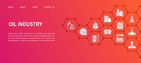 Oil industry landing page template. Fuel Truck, Engineer, Gasoline, Cargo Ship mobile website vector illustration.のイラスト素材