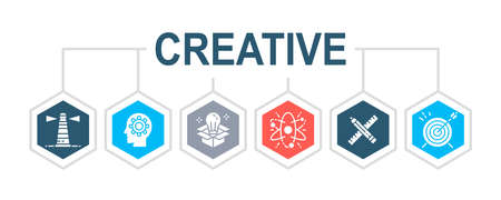 Creative vector illustration concept. Innovation, startup, artwork, project, idea promotion banner isolated on white background.のイラスト素材