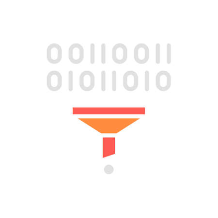 Vector filter, funnel, data tunnel white line icon.のイラスト素材