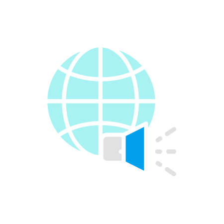Vector world with megaphone, news white line icon.のイラスト素材